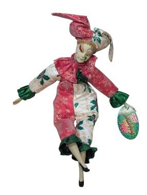Vintage 90's Sugar Loaf Classiques Christmas Harlequin Jester Doll